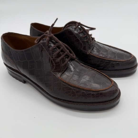 Classic Ralph Lauren Crocodile Embossed Leather Oxfords – Women’s 10B - Picture 2 of 9